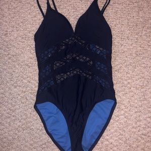 Backless Mesh Navy One Piece